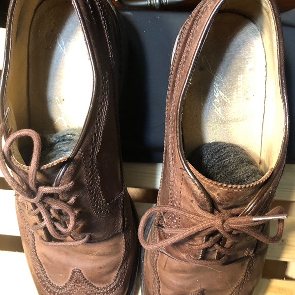 Men's Brown Leather Derby Dress Shoes - Picture 3 of 7